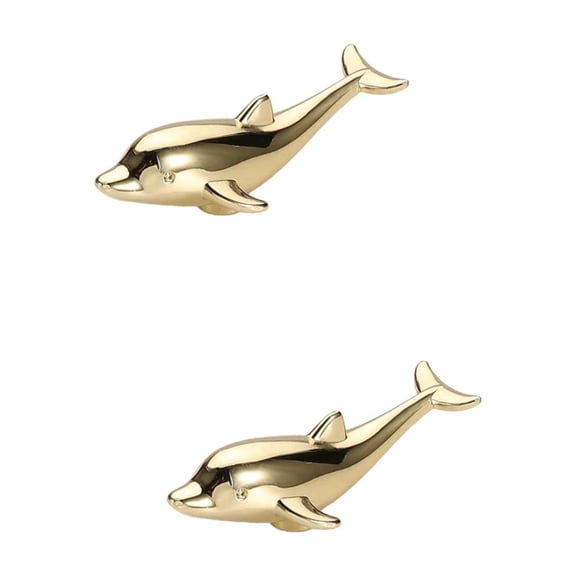 2 PCS Dolphin Drawer Handle Cabinet Door Pulls Gold Knobs Handles Golden