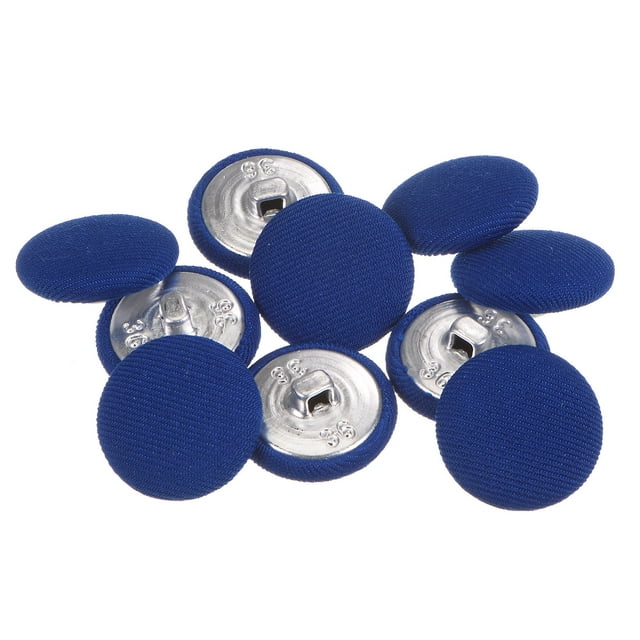 Unique Bargains 10pcs 36L Fabric Cloth Covered Button 23mm Round Metal Shank Sewing Buttons for Suits Dress Blouses, Deep Blue
