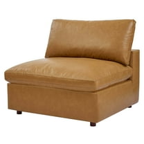 Sofa Middle Chair, Faux Vegan Leather, Tan, Modern Contemporary Urban Design, Living Lounge Room Hotel Lobby Hospitality