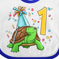 thumbnail image 4 of Inktastic 1st Birthday Cute Turtle in Party Hat with Confetti Boys or Girls Baby Bib, 4 of 4