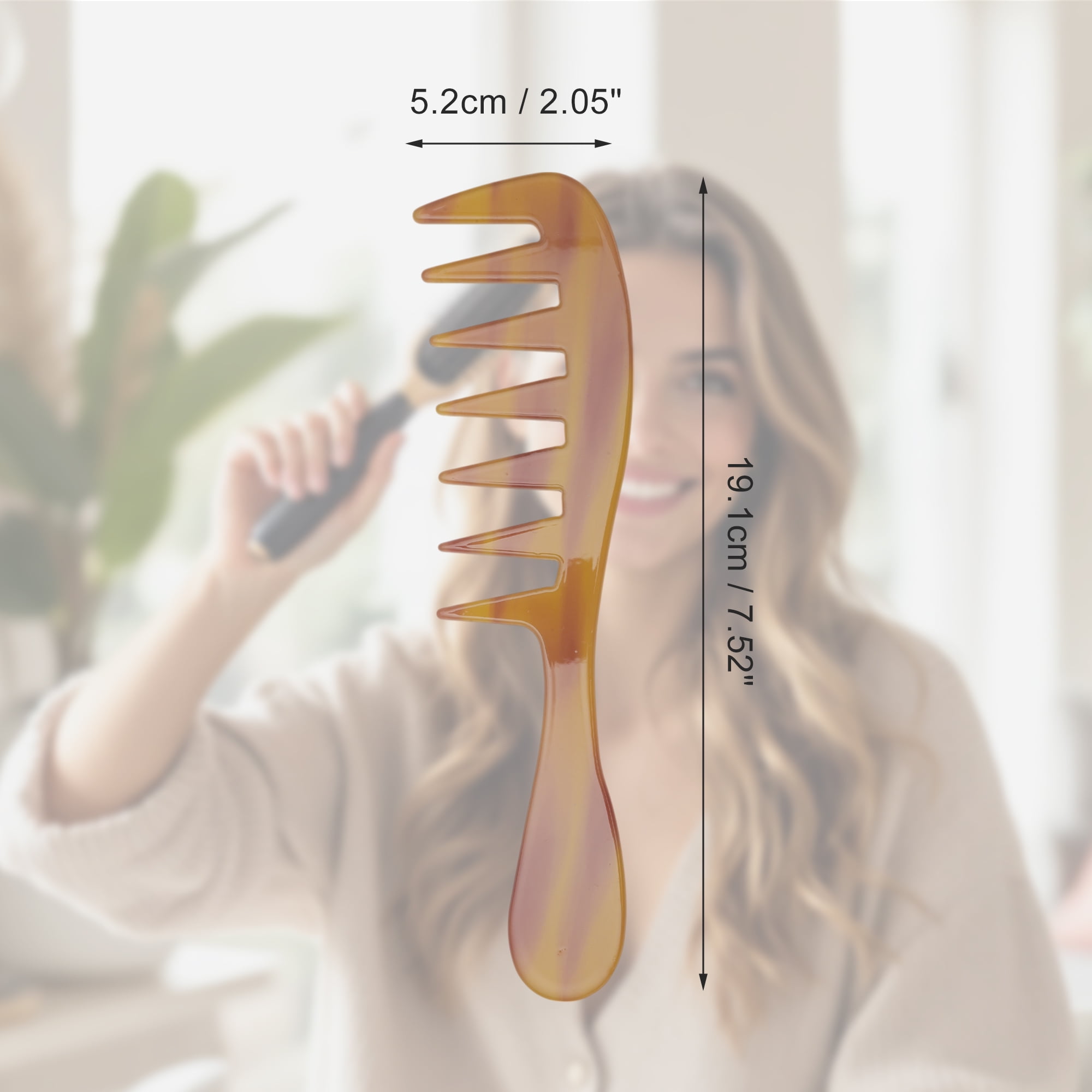 Unique Bargains 1 Pc Long Handle Wide Tooth Comb for All Hair Types Care Coffee Color