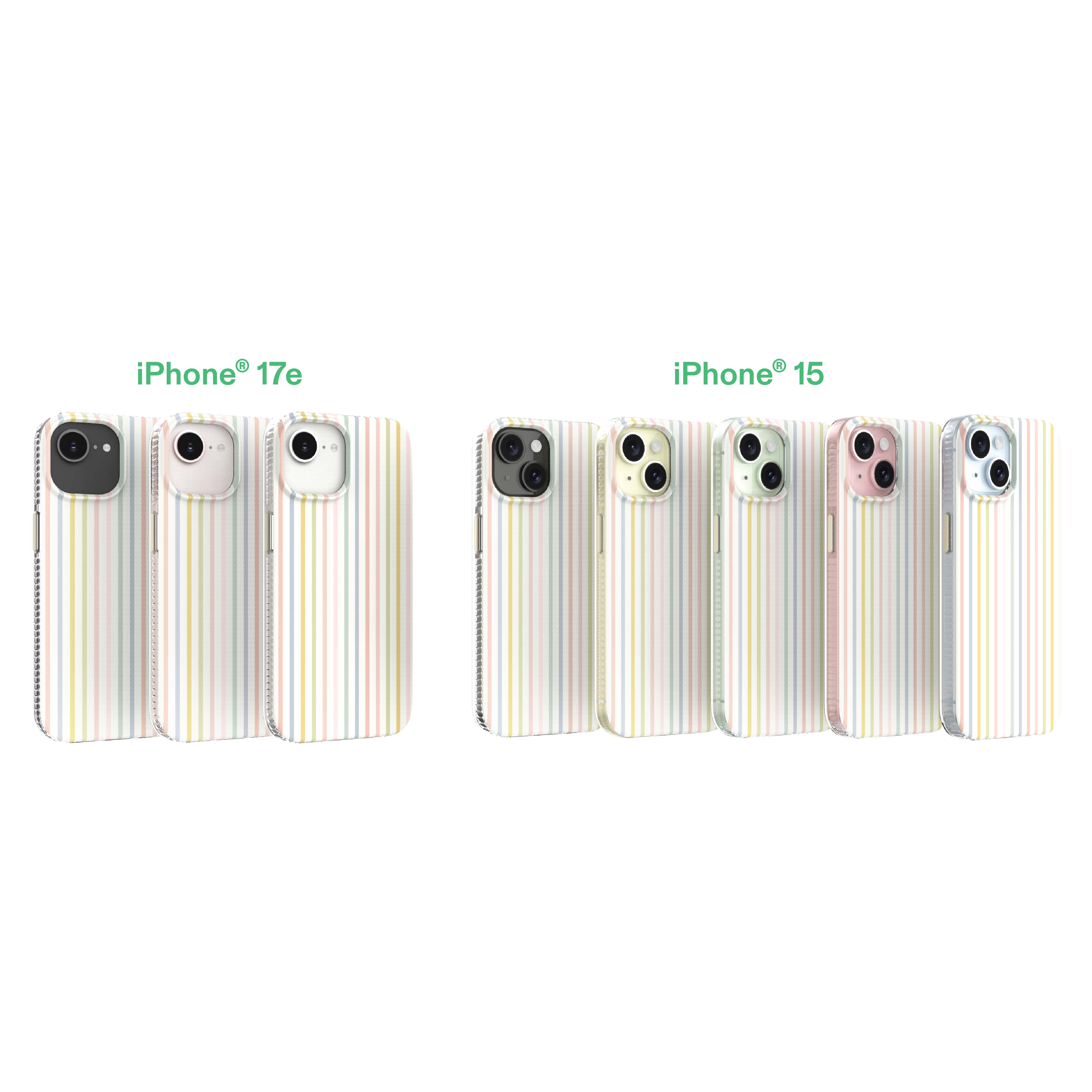 onn Phone Case for iPhone 17e / 16e / 15 / 14 / 13, MagSafe Compatible - Multicolor Stripe