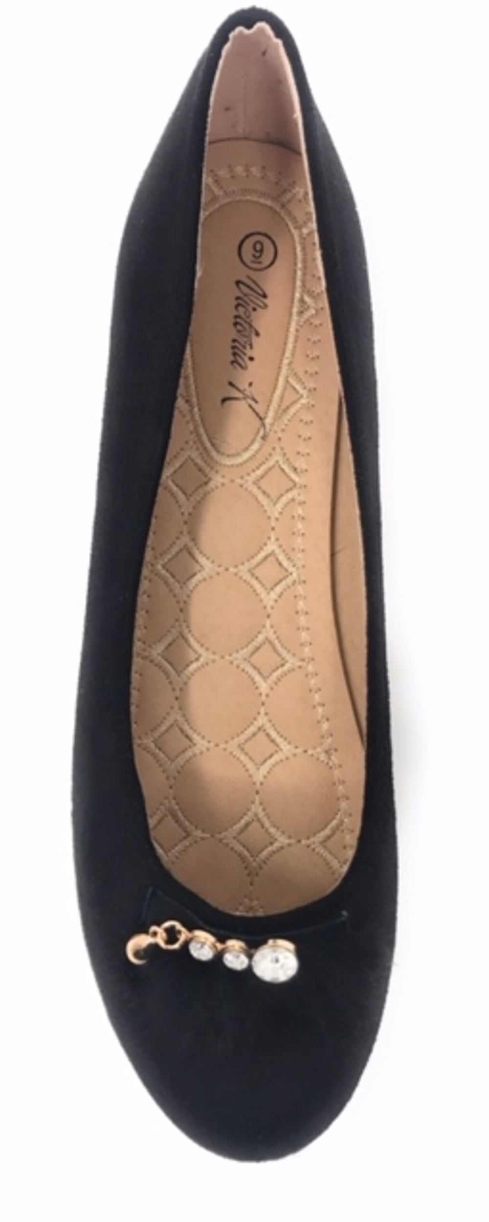 Victoria K Women's Faux Fur With Rhinestone Ballerina Flats