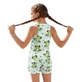 thumbnail image 2 of COEQINE Tankini for Girls 2 Piece Swimsuit Ages 14-15 Years with Removable Pads Printed Modest Bathing Suits Crewneck Tank Top and Swim Shorts Polyester Spandex, Green Frog Heart, 2 of 8