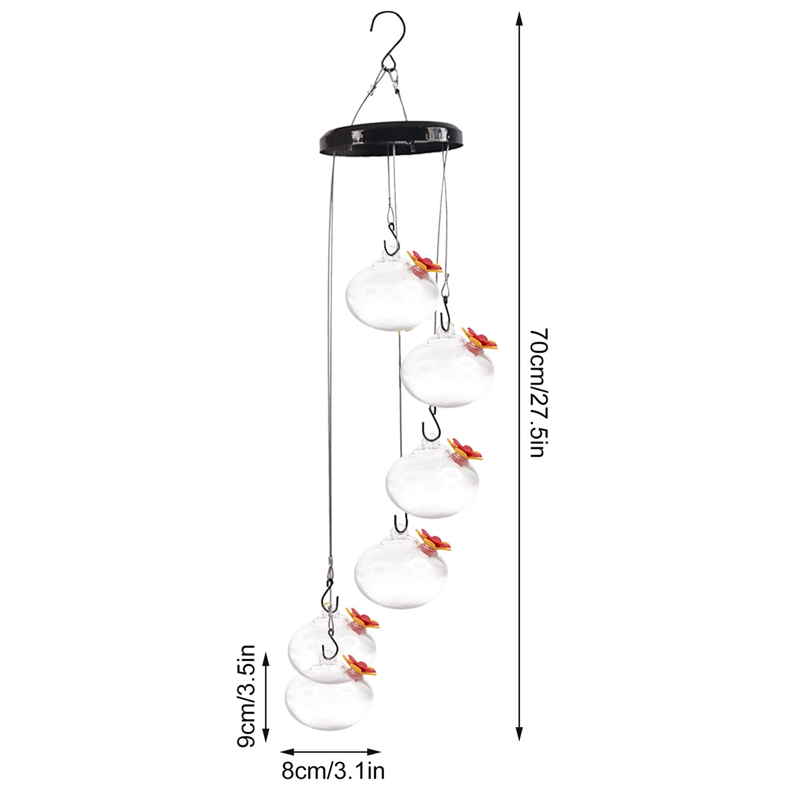 Hummingbird Feeder for Window Garden Patio for Outdoors, Wind Chimes Hummingbird Feeder, Leak-Proof, Ant and Bee Proof, Unique Glass Humming Bird Feeder Perfect Garden Decor