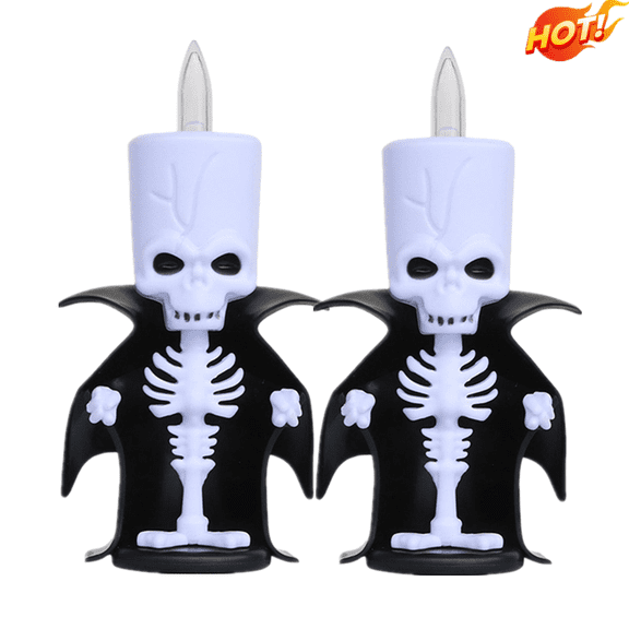 DGMIOCS Halloween Mini Skeleton Vampire Flameless LED Candle Light, Tabletop Lamp for Halloween Indoor Decor, 2 Pack