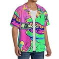 thumbnail image 2 of Sikiie Psychedelic Cartoon Frog Men's Cuban Shirt, Hawaiian Shirts, Business Casual Button Down Shirts, Short Sleeve Shirt-3X-Large, 2 of 5