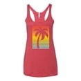 thumbnail image 2 of Tropical Palm Tree Silhouette | Womens Pop Culture Premium Tri-Blend Racerback Tank Top, Vintage Red, Medium, 2 of 4
