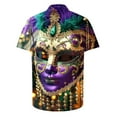 thumbnail image 4 of BiZtdJrK Lightning Sales Of Today Prime Men Mardi Gras Shirt, Fashion Short Sleeve Button Down Cuban Shirts Casual Lapel Tropical Shirt Big and Tall Vacation Beach Tops Multicolor 5XL, 4 of 6