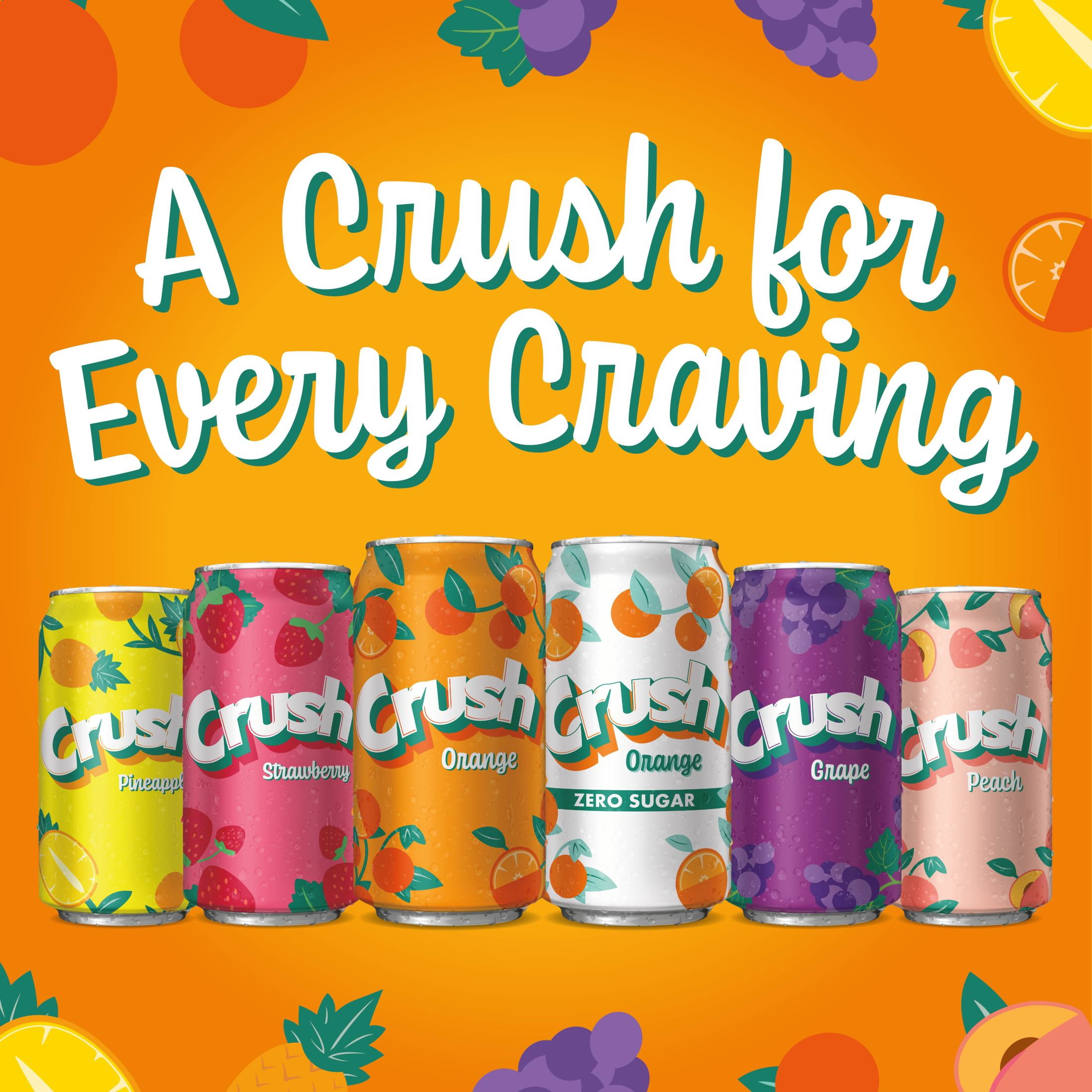 Crush Caffeine Free Pineapple Soda Pop, 12 fl oz, 12 Pack Cans