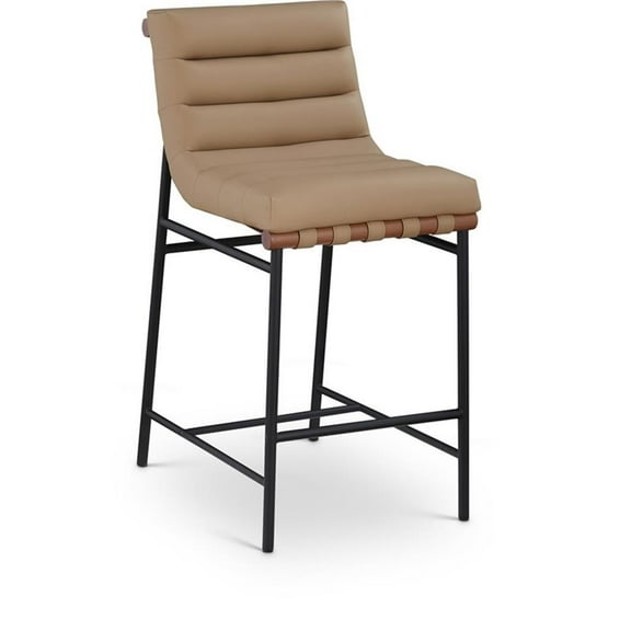 Maklaine Modern / Contemporary Tan Vegan Faux Leather Counter Stool