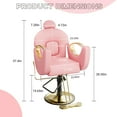 thumbnail image 3 of Kojooin Adjustable Hair Stylist Chair - Reclining Salon Chair with Headrest, Pink, 3 of 8