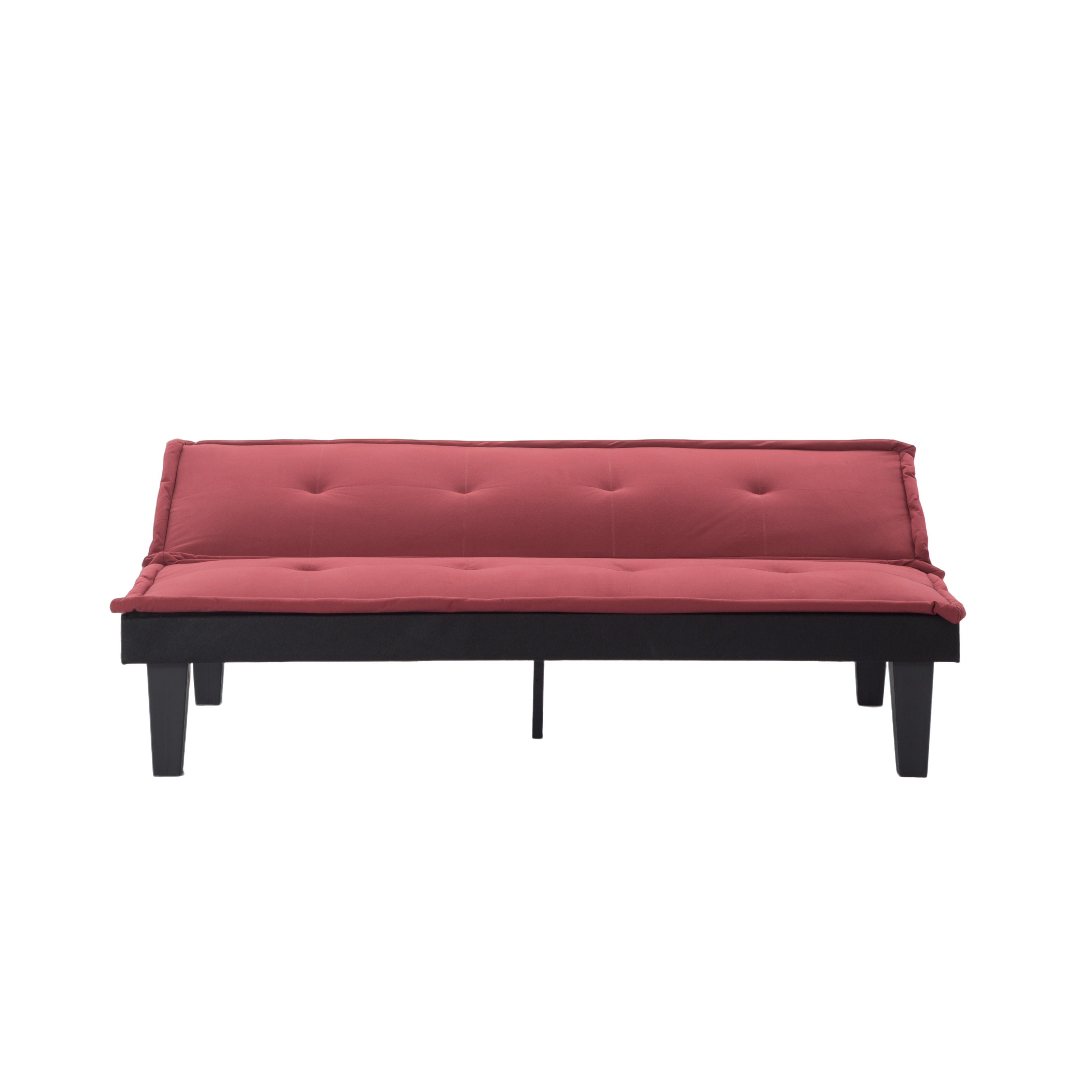 Gewnee Dark Red 62.99" Futon Sofa Bed, 5-Level Adjustable Loveseat, Foldable Sleeper Sofa for Office & Guest Rooms