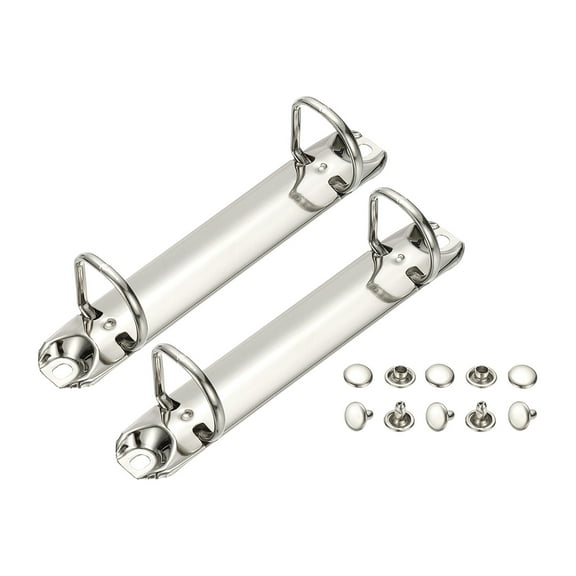 Uxcell B7 2 Hole Ring Binder Mechanisms, 2 Set 0.79" D Ring Replacement Binder Planner Loose Leaf Binding Spines for Organizers DIY Fill Paper Storage Folder Accessories, 20mm Silver Tone