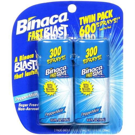 Binaca Fast Blast Breath Spray PepperMint 1 oz