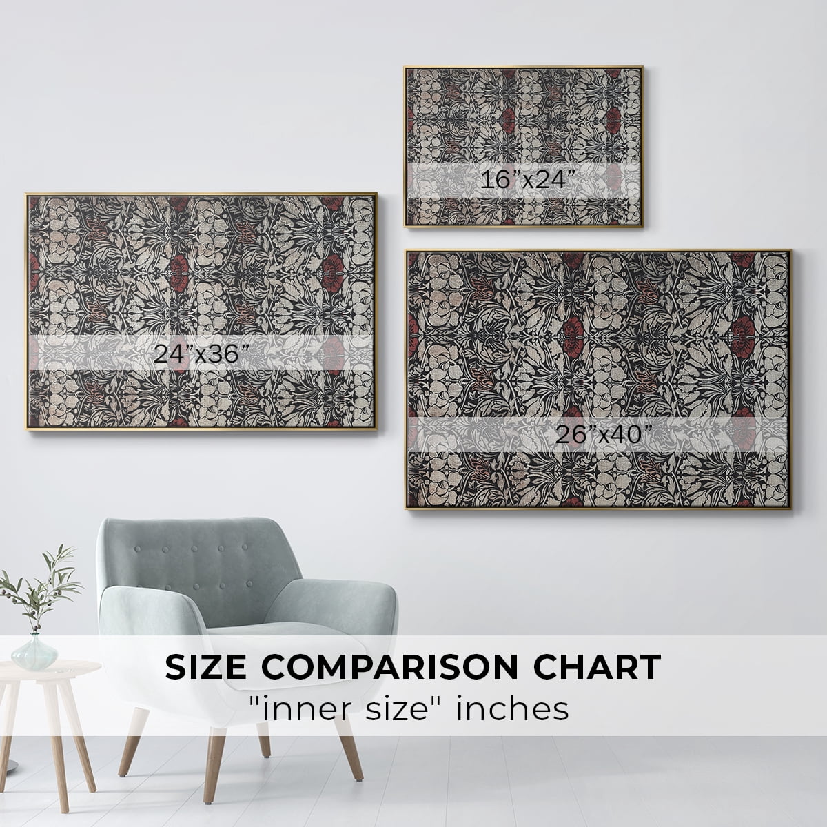Vintage Abstract Print-XXII Framed in Gold Wood Gallery Wrapped Canvas 27 in. x 41 in.