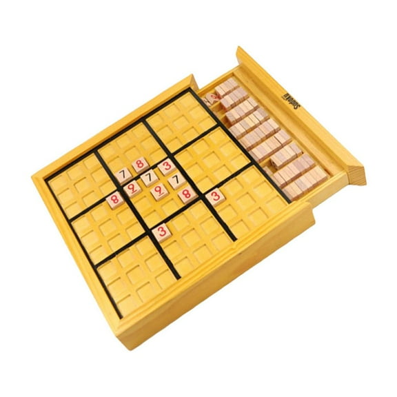 MEIBUTYUP Wooden Logic Puzzle Board Game for Kids and Adults, Reasoning Skills, Yellow Decorative Home Toy