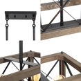 thumbnail image 5 of LNC 3-Lights Farmhouse Matte Black and Wood Linear Shade Chandelier for Kitchen Isaland, 5 of 11