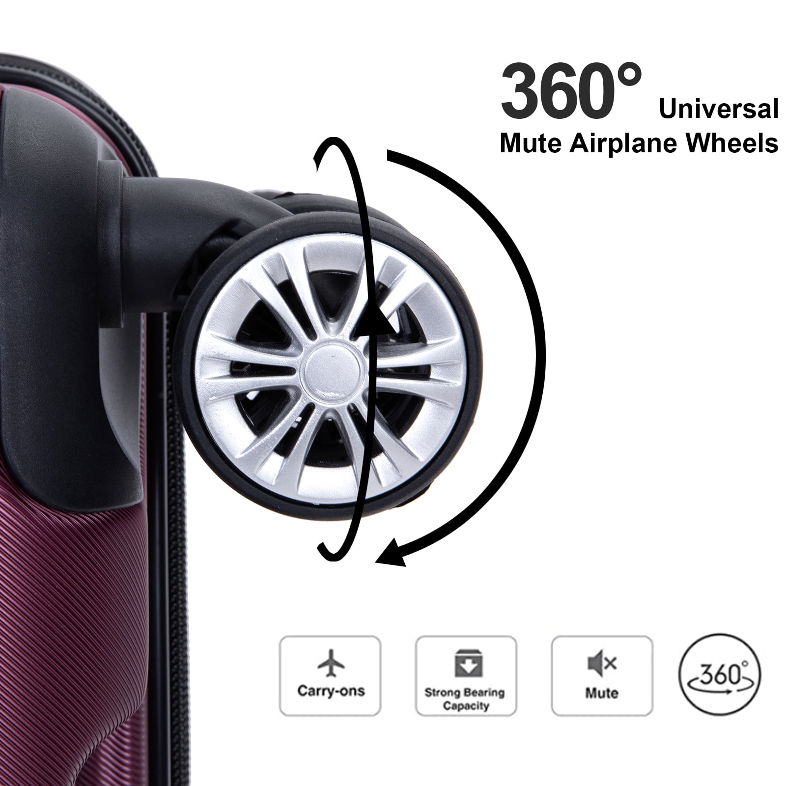 Tripcomp 5-Piece Hardside Luggage Set with Duffel Bag & Spinner Wheels, 20/24/28 Inch Lightweight ABS Suitcases with TSA Lock,Wine Red