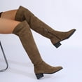 thumbnail image 5 of Tao Tao Women's Knee High Boots Flat Low Heel Slouch Pointed Toe Winter Shoes with Side Zipper Brown 35, 5 of 9