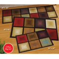 thumbnail image 2 of ManMade Optic Squares Geometric Nylon Rug Set, 3 Piece, Brown, Non-Slip, 2 of 2