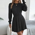 thumbnail image 6 of zaveiop Women's Short Sweater Dress, Cinched Waist Long Sleeve Crewneck Cable Knit Dresses, Fall Winter Casual Outfits (Black, M), 6 of 8