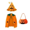 thumbnail image 1 of Runquan Halloween Child Pumpkin Cloak, Hat and Bag Set Cape for Club Carnivals Props, 1 of 8
