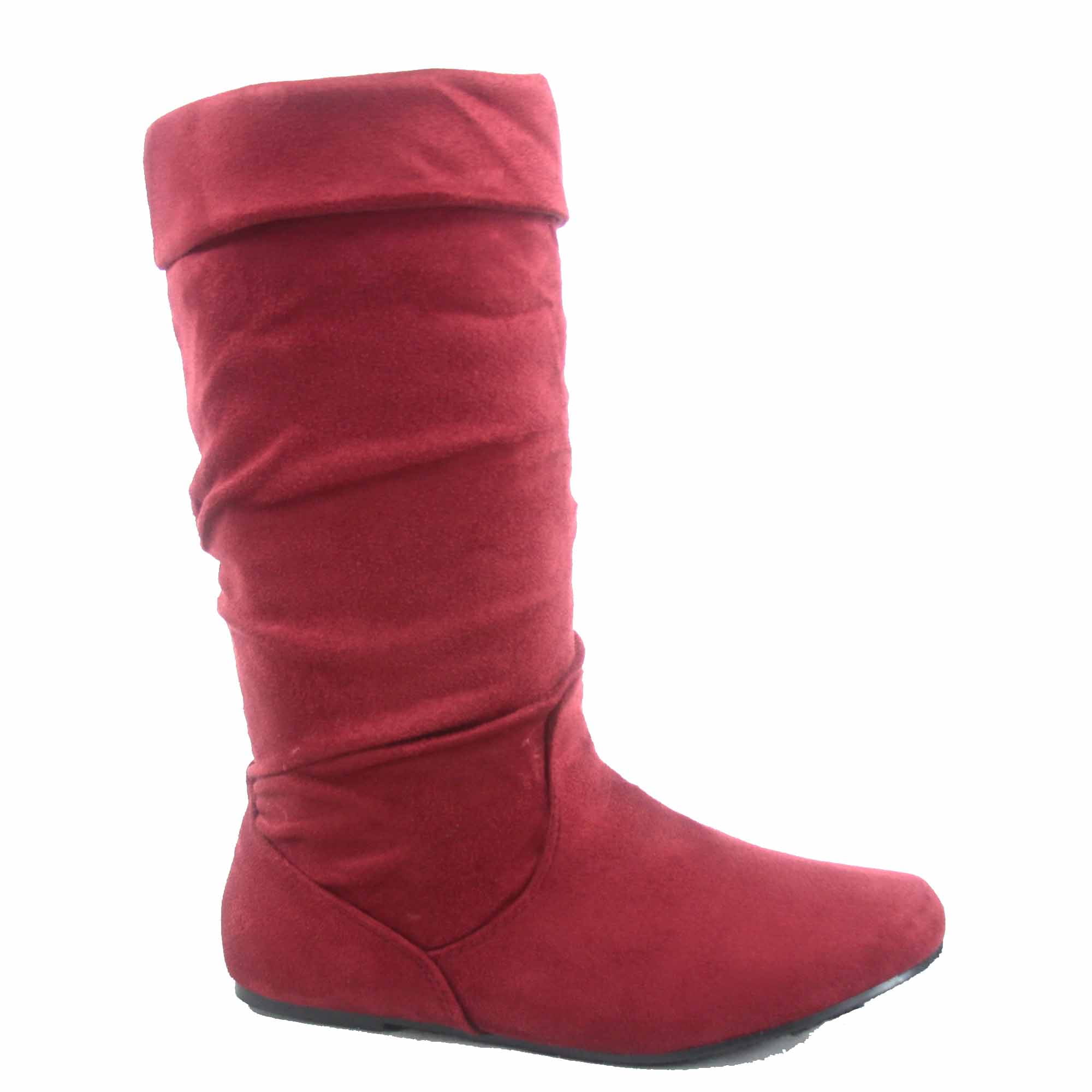 Jolyn9 Women's Folded Causal Slip On Pull Up Slouch Flat Heel Mid Calf