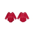 thumbnail image 2 of BemeyourBBs Newborn Baby Girl Boy Bubble Romper Infant Long Sleeve Doll Collar Romper Oversize T-shirt Cotton Basic Bodysuit Top Fall Spring Summer Outfit, 2 of 9