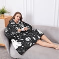thumbnail image 5 of Oversized Wearable Blanket Hoodie,Vintage Halloween Elements Pattern Sherpa Blanket Hoodie with Super Pockets,Super Warm Fuzzy Pullover for Women & Men, 5 of 6