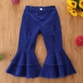 thumbnail image 2 of EnJoCho Pants for Toddler Girls Kids Little Girls Solid High Waist Denim Ripped Bell Bottoms Jeans Solid Blue, 2 of 4