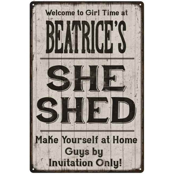 BEATRICE'S She Shed Sign Lady Cave Sign Gift 16 x 24 Matte Finish Metal 116240082173
