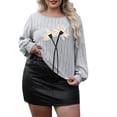 thumbnail image 3 of Craaazy Plus Size Clothes For Women Long Sleeve Round-Neck Blouses Solid Color Pullover Leisure Large Size Gifts For Women, 3 of 5