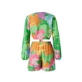 thumbnail image 4 of KOMOO Women Boho Two Piece Outfits Casual Floral Open Front Tie Long Sleeve Shirts Cardigan Elastic Waist Shorts Suits, 4 of 9