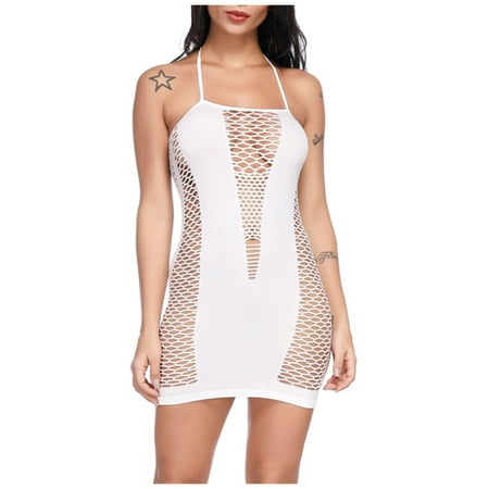 IROINNID Sexy Lingerie For Women At Hip Sexy Strap Lingerie Fishnet Seamless Mesh Netting Chemise Hollow Out Perspective Lingerie