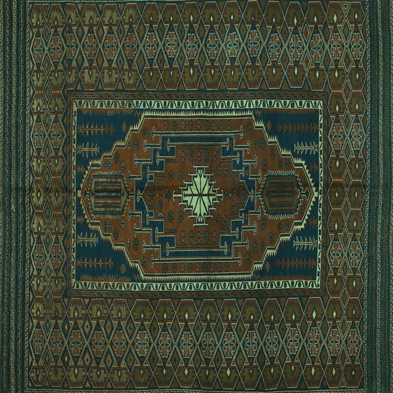 Ahgly Company Indoor Square Persian Turquoise Blue Traditional Area Rugs, 5' Square