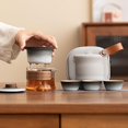 thumbnail image 2 of Teatsy Teapot, Teatsy Portable Tea Set, Heat-resistant glass teapot with rotating strainer, Water Separation Glass Teapot, 1 Pot 3 Mini Cup, Portable Tea Maker For Home, Office, Camping (Blue), 2 of 8