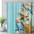 thumbnail image 2 of 70.9" Ocean Shower Curtain, Seashells Starfish Conch Waves Ocean Waterproof Bath Curtains with 12 Hooks for Bathroom Toilet Decor, 2 of 8