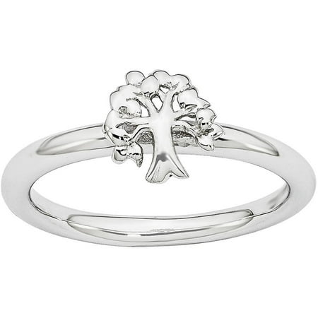 Stackable Expressions Sterling Silver Rhodium Tree Ring