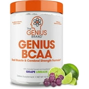 BCAA Powder with Nootropic Benefits ,Natural Amino Energy & Muscle Recovery Supplement, Vegan , Grape Limeade, Genius BCAA by the Genius Brand