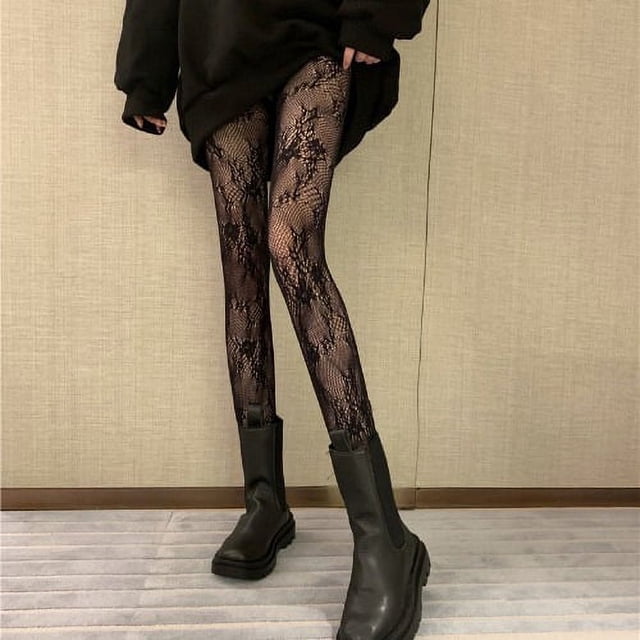 Medias de rejilla medias de mujer JK letras de seda negra taladro corte arbitrario sexy pantimedias anti-gancho seda moda