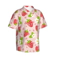 thumbnail image 2 of Daiia Strawberry Floral Hawaiian Shirt for Men Gentle Cotton Regular Short Sleeve Casual-XX-Large, 2 of 9