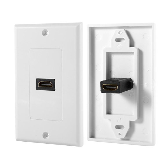 Fosa 1 Port Gold Plated HDMI with Ethernet Wall Plate Face Cover for Home Theater DVD White, HDMI Outlet Extender, HDMI Wall Plate Cover,1 Port HDMI Wall Plate