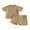 Khaki, variant on BemeyourBBs Toddler Baby Boy Summer Clothes 2 Pieces Outfits Textured Short Sleeve Button Down UP Collar Shirts Pockets Shorts Set