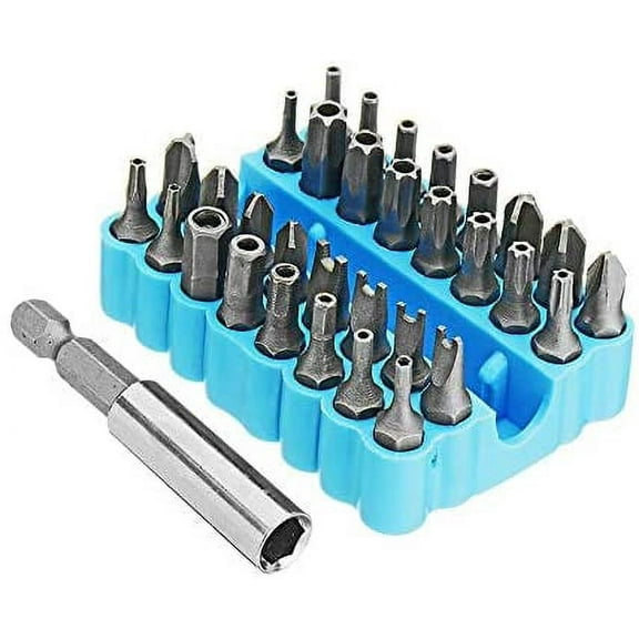 33 Piece Tamper Proof Security Screwdriver Bit Set with Magnetic Bit Holder and Torx and Tri-Wing Hex Wrench