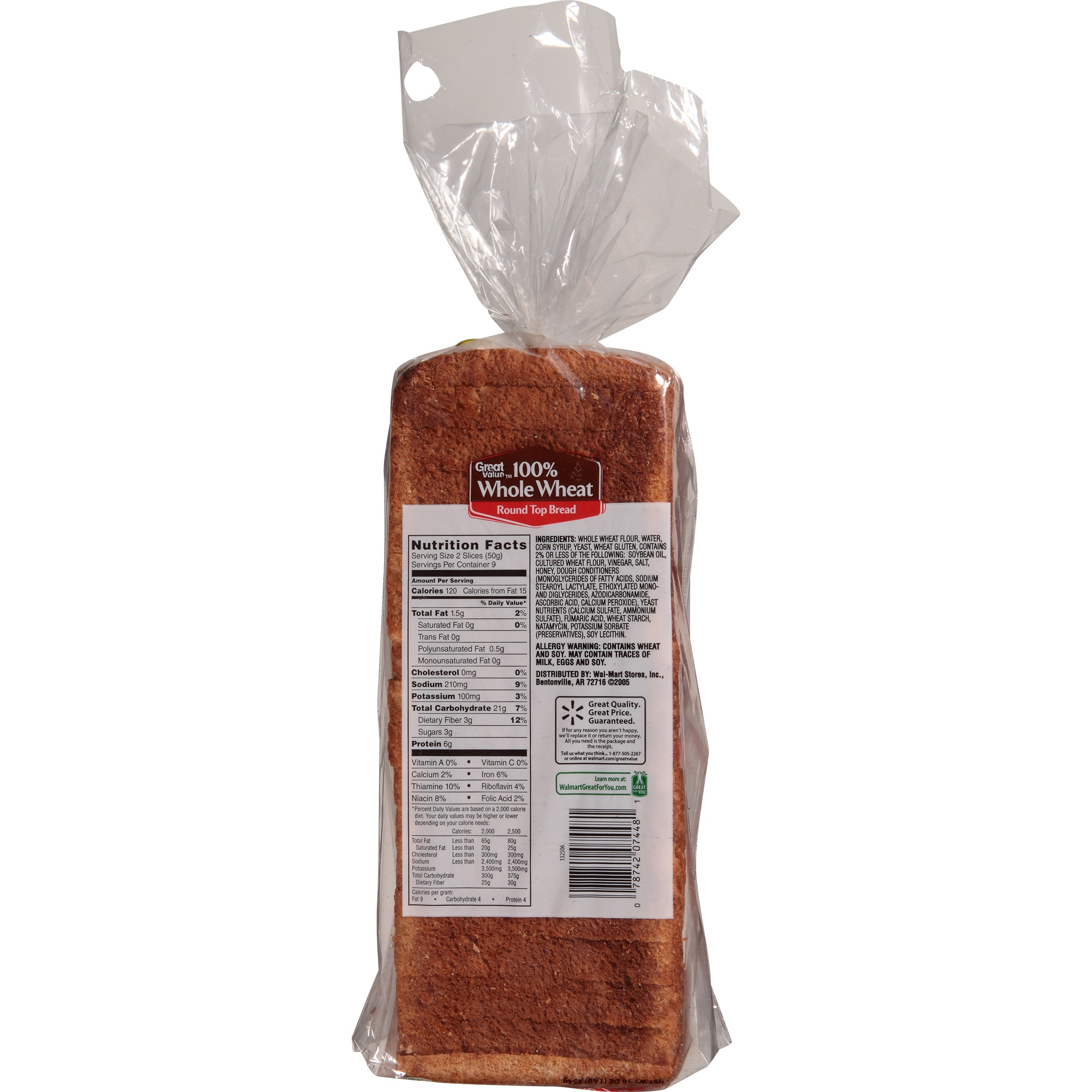 Great Value 100 Whole Wheat Bread 16 Oz Com