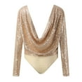 thumbnail image 6 of HXWCHs Elegant Sparkly Slim Fit Long Sleeve Jumpsuit Bodysuit Solid Color Evening Party Wear for Women Gold M, 6 of 8
