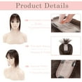 thumbnail image 4 of MY-LADY 100% Remy Human Hair Women Topper Hair Toppers Silk Base Hair Pieces Clip In Hair Topper with 3D Air Bangs 17 Colors 10inch #02 Dark Brown, 4 of 8