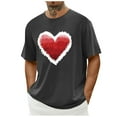 thumbnail image 1 of Tops para hombre, blusas y camisas de cuello redondo y manga corta para hombre. Camiseta/camisa informal de cuello redondo y manga corta con estampado de corazones para hombre. Tops de poliéster para, 1 of 4