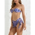 thumbnail image 2 of DARING DIVA Women's Floral Print Bandeau Bikini Sets 3 Pieces L Purple, 2 of 6